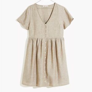 Madewell Linen-Blend Alexandra Button-Front Mini Dress